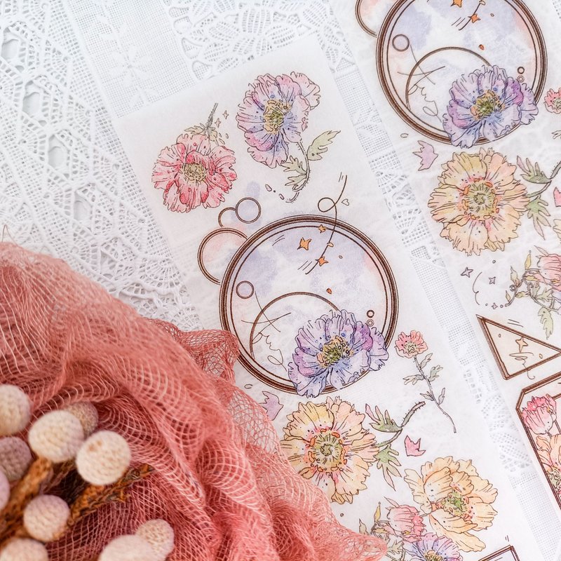 083 虞美人序6 Papaver Rhoeas 6 / 和紙貼紙 washi stickers - 貼紙 - 其他材質 多色
