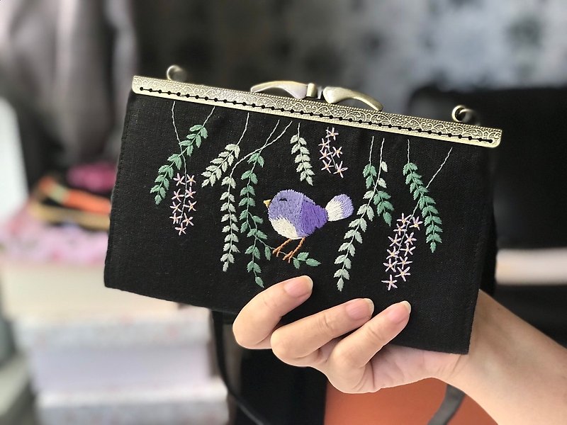 Hand-embroidered wallet,hand-embroidered clutch,crossbody purse,fabric wallet - Wallets - Cotton & Hemp 