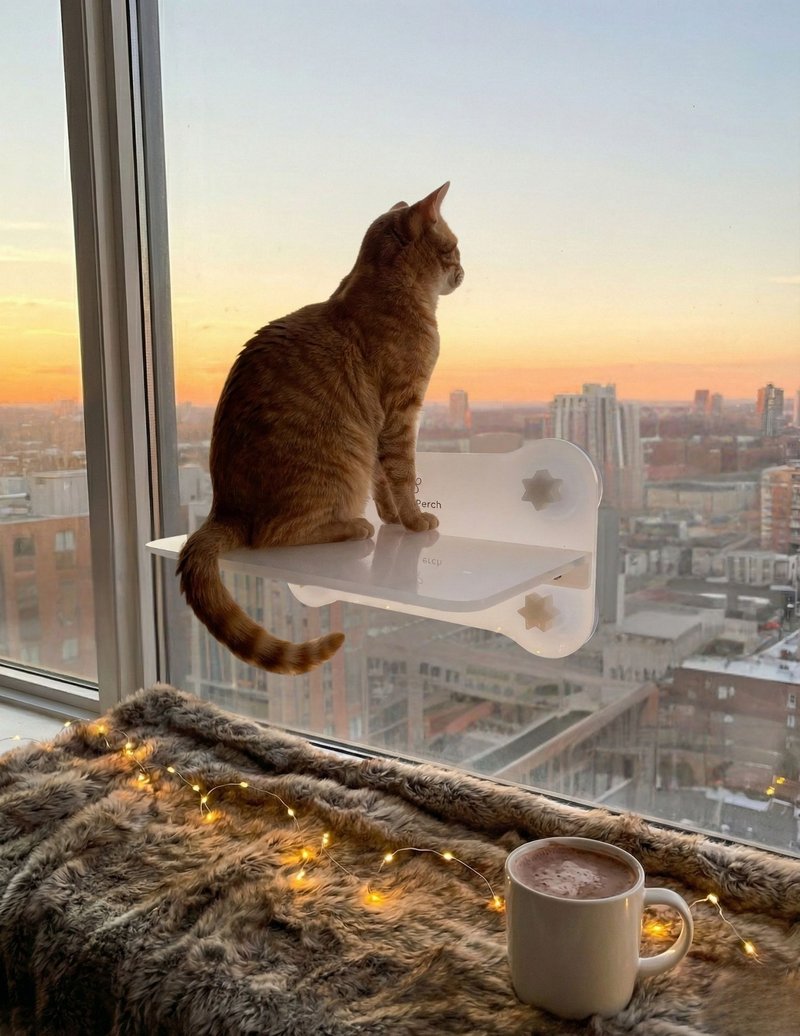 骨天樂貓跳台- 窗用貓跳台吸盤系列 - 貓跳台/貓抓板 - 環保材質 透明