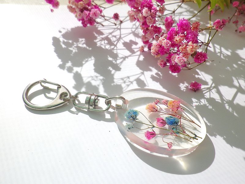 Handmade keychain, Pressed flowers keychain, Baby Breath Flower keychain - Keychains - Other Materials 