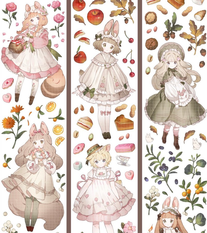 森林奇遇 PET 和紙膠帶 貝殼光 - 貼紙 - 其他材質 多色