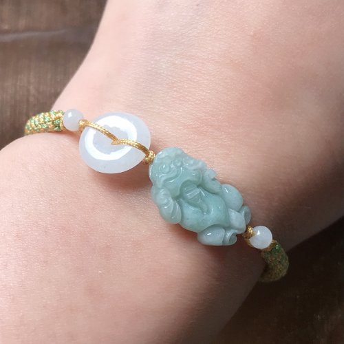 瓔珞珠寶盒 E.L.Jewelry Box 【招財神獸】冰糯綠翡翠貔貅編織手鍊| 天然緬甸玉A貨翡翠 | 送禮