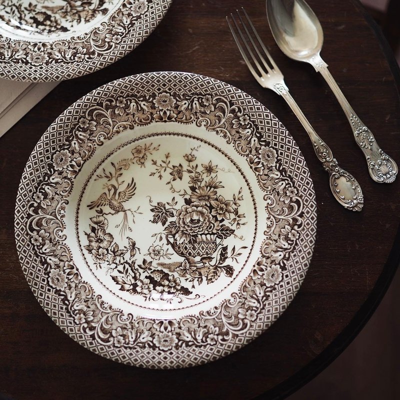 Mid 20th century British Ironstone Brown cream deep dish - Plates & Trays - Pottery Khaki