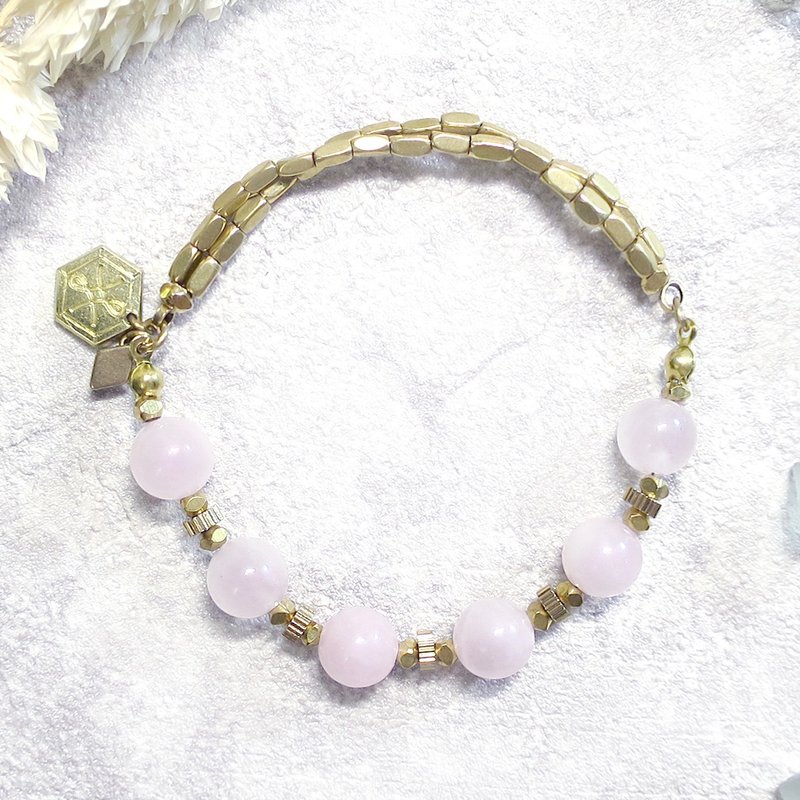 ♦ VIIART ♦ ♦ bubble pink powder crystal bracelet Bronze - Bracelets - Gemstone Pink