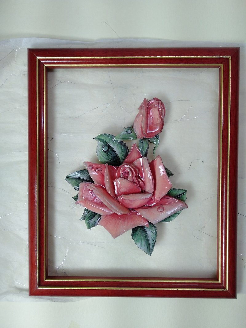 歐風立體紙雕、紅玫瑰、永生花、情人節 - 壁貼/牆壁裝飾 - 紙 