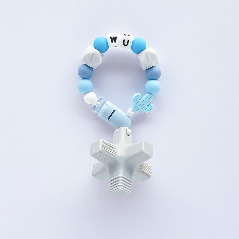 WU cactus gray wave absorbing block teether/customized pacifier chain - Kids' Toys - Other Materials Multicolor