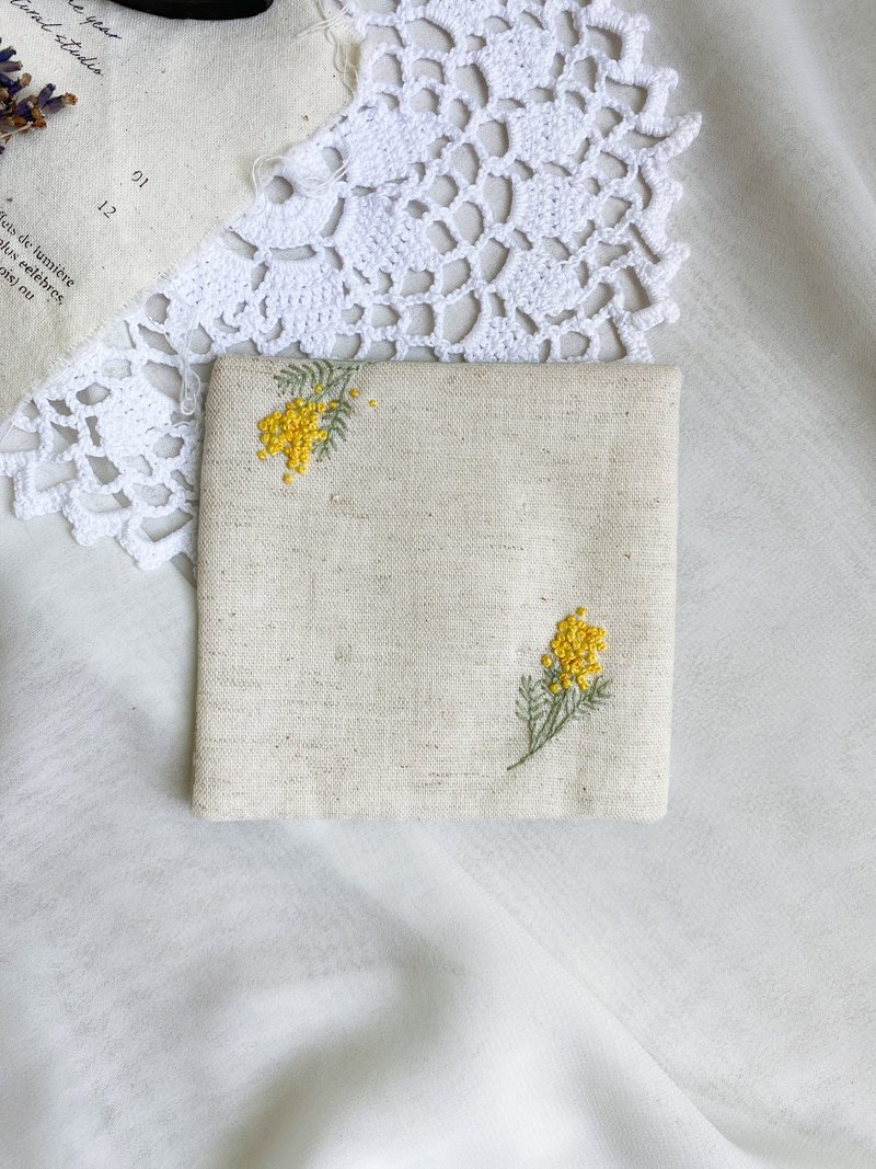 【芳小姐手作】金合歡刺繡杯墊 母親節禮物 禮物 畢業禮物 - 擺飾/家飾品 - 棉．麻 多色