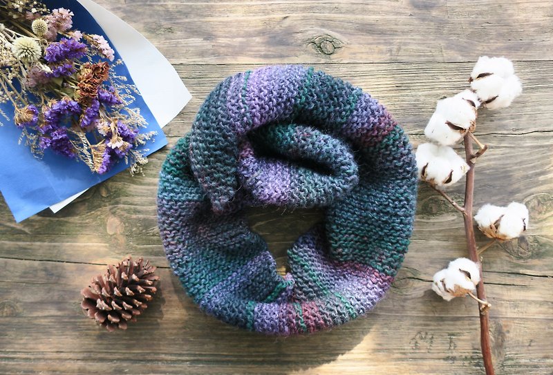 ママの手作りスカーフ - 青緑のグラデーション - ギフト/クリスマス - スカーフ - ウール グリーン