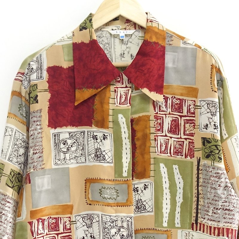 │Slowly│ Life - vintage shirt │ vintage. Vintage. Literary. Japan - เสื้อเชิ้ตผู้หญิง - เส้นใยสังเคราะห์ หลากหลายสี