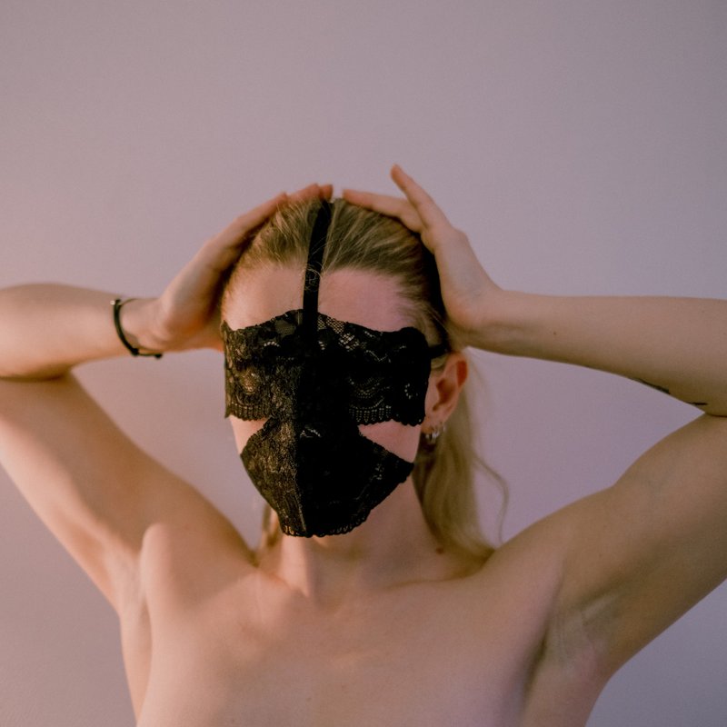 Black Face and Eye sexy mask - Fetish Blindfold mask - Sexy Eye mask - 眼罩 - 壓克力 黑色