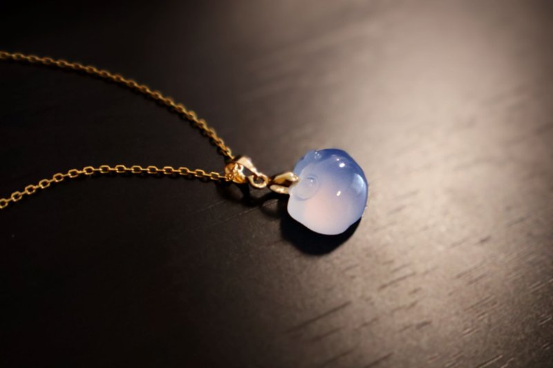 Natural Blue Chalcedony Safety Lock | Necklace - สร้อยคอ - หยก 