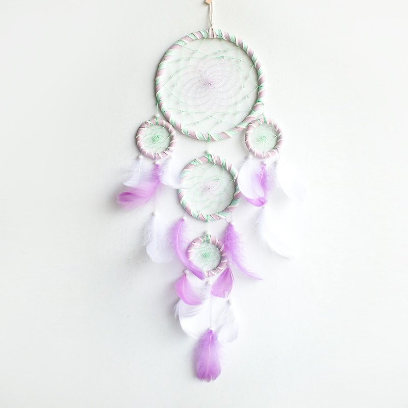 Dream Catcher 14cm (Unicorn Dream) - Five Rings (Purple + Mint Green + White) - Items for Display - Other Materials Purple