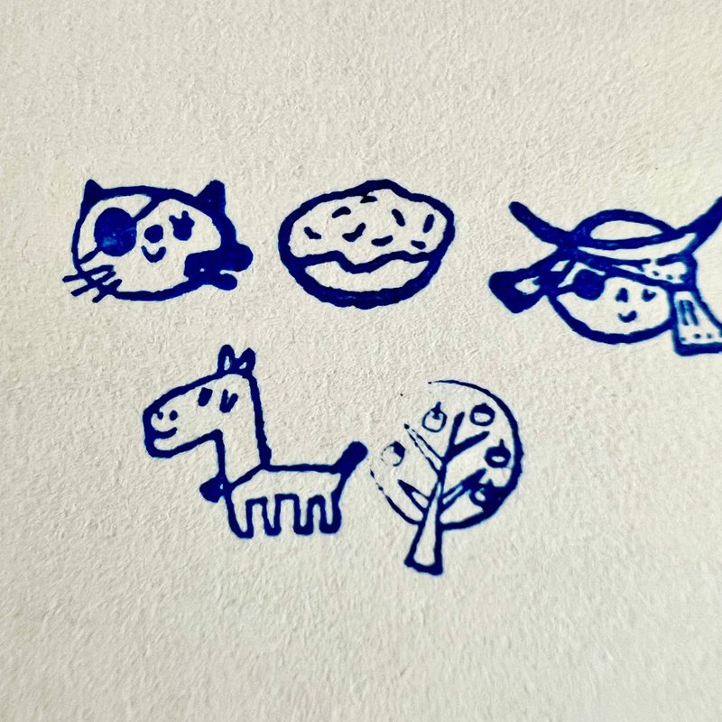 Mini mini stamp - cat, Zunda rice cake, Masamune, horse, tree - ตราปั๊ม/สแตมป์/หมึก - ยาง สีกากี