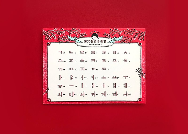 Pronunciation table-Korean basic consonants and vowels korean alphabet - Cards & Postcards - Paper Red