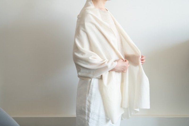 OrganicCotton×Cashmere Viera flannel stole - ผ้าพันคอ - ผ้าฝ้าย/ผ้าลินิน 