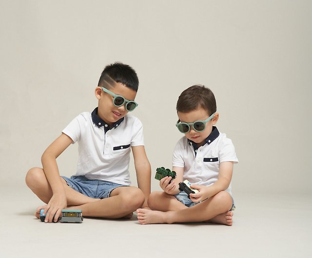 Small Fishing Glasses-Recycled Fishing Net Sunglasses│Round-Children's  Style/Coconut Green - Shop laiwa-tw Sunglasses - Pinkoi
