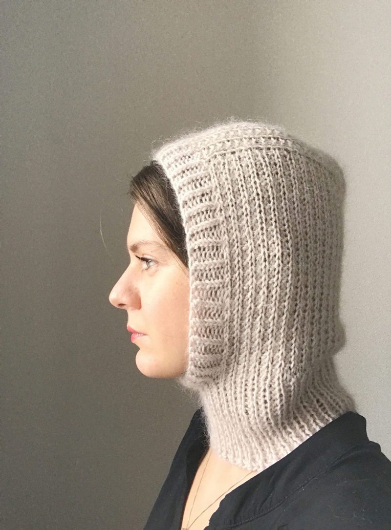 Cashmere merino wool hand knitted balaclava - Hats & Caps - Wool White