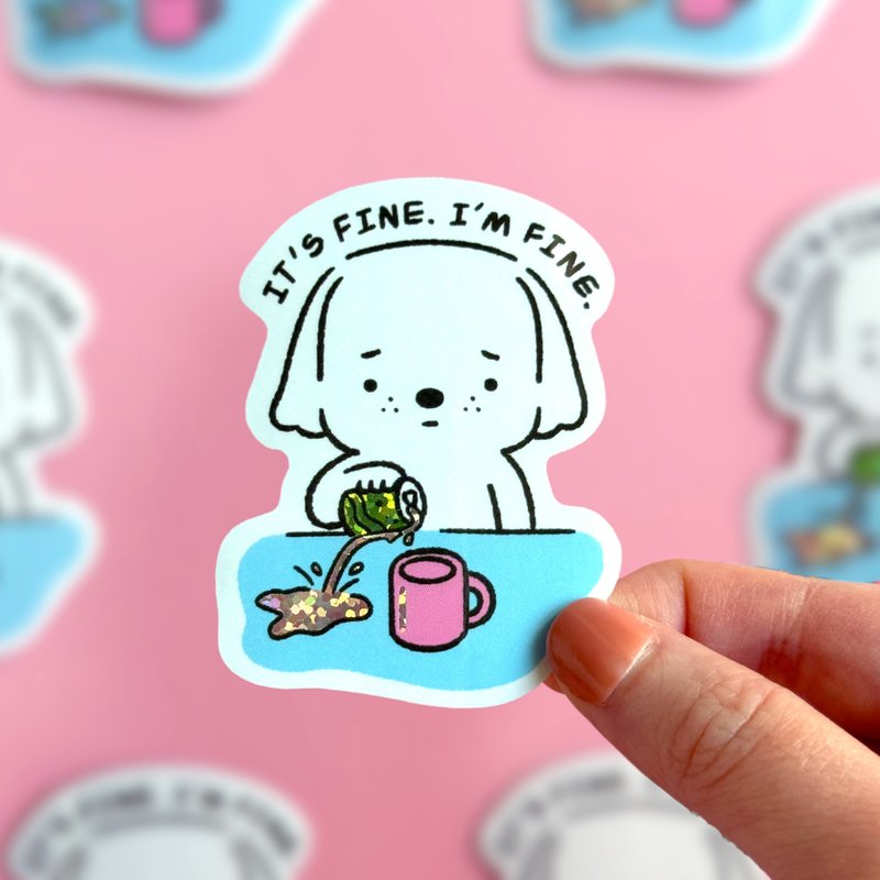 Glitter Sticker - I'm Fine - 貼紙 - 防水材質 