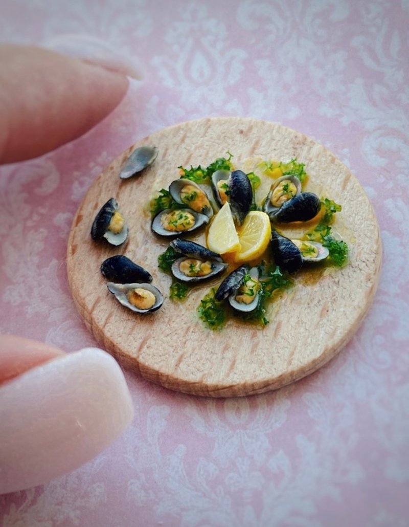 Miniature mussels. TUTORIAL polymer clay. Mini food. Dollhouse miniature. 视频教程. - 手工藝教學/工具書 - 其他材質 