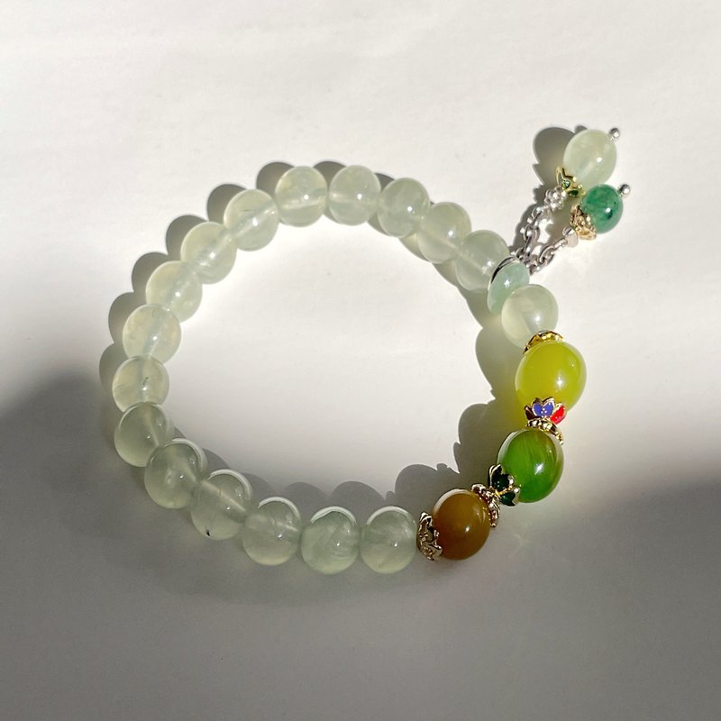 Light and translucent high-gloss Stone three-color apple Wax[Dionysius’s Fruit Tree] - Bracelets - Gemstone Green