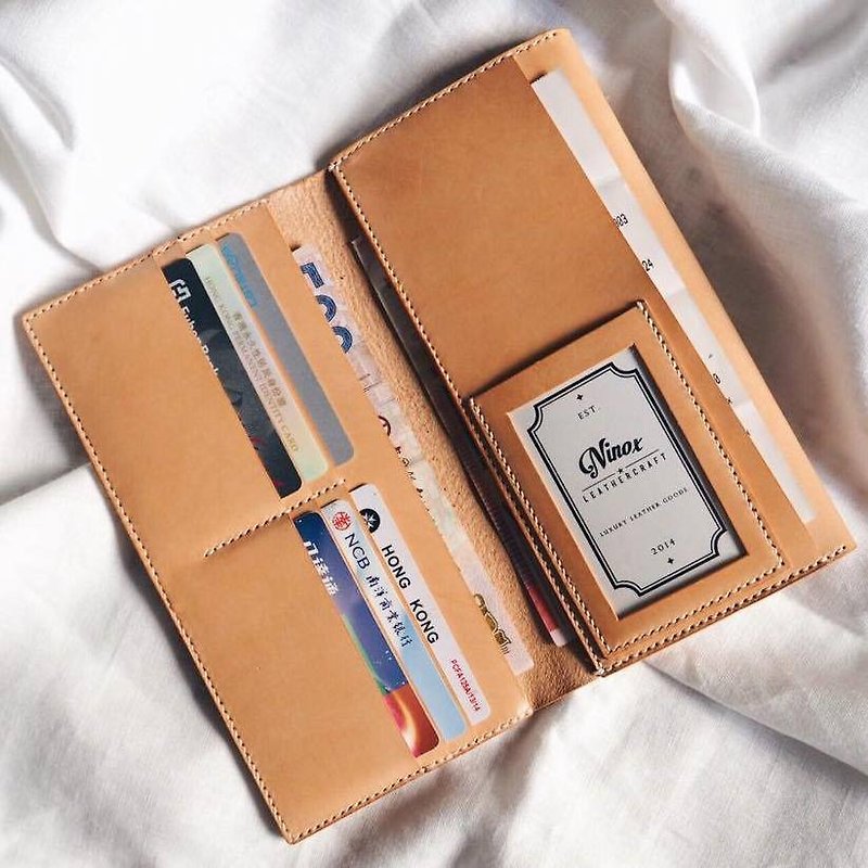 [NINOX]手作り革財布長いラダークランプは、印刷財布を送信します - 財布 - 革 ブラウン