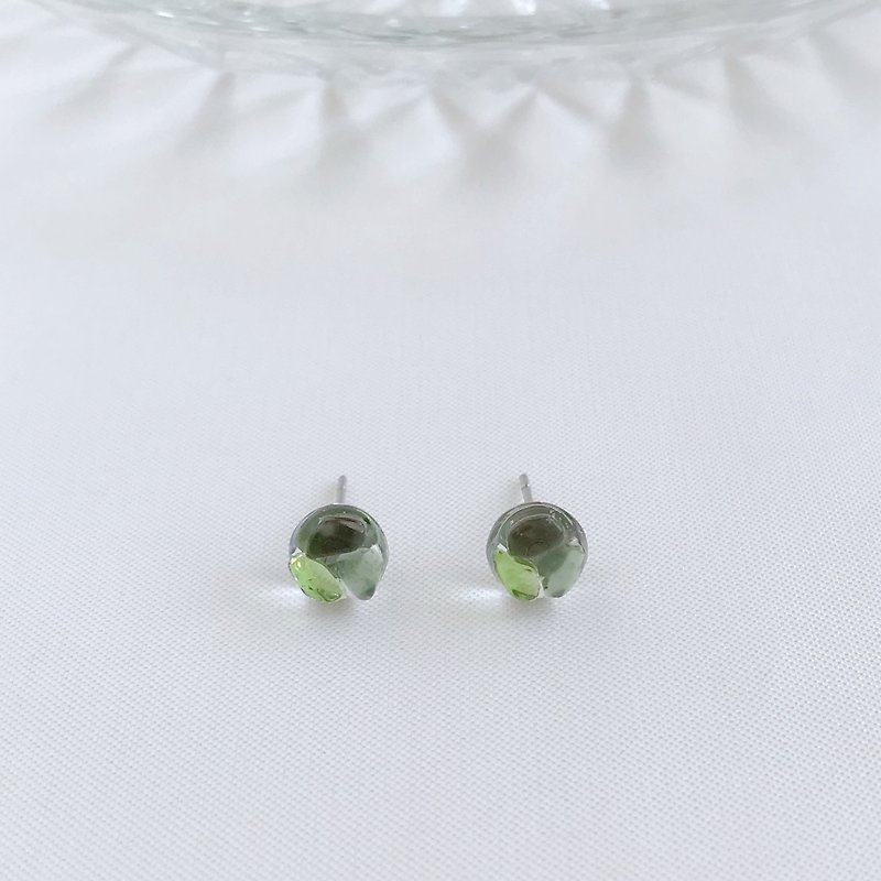 casual. Natural stone green apatite green jasper obsidian earrings anti-allergic ear acupuncture Clip-On lucky - ต่างหู - คริสตัล สีเขียว