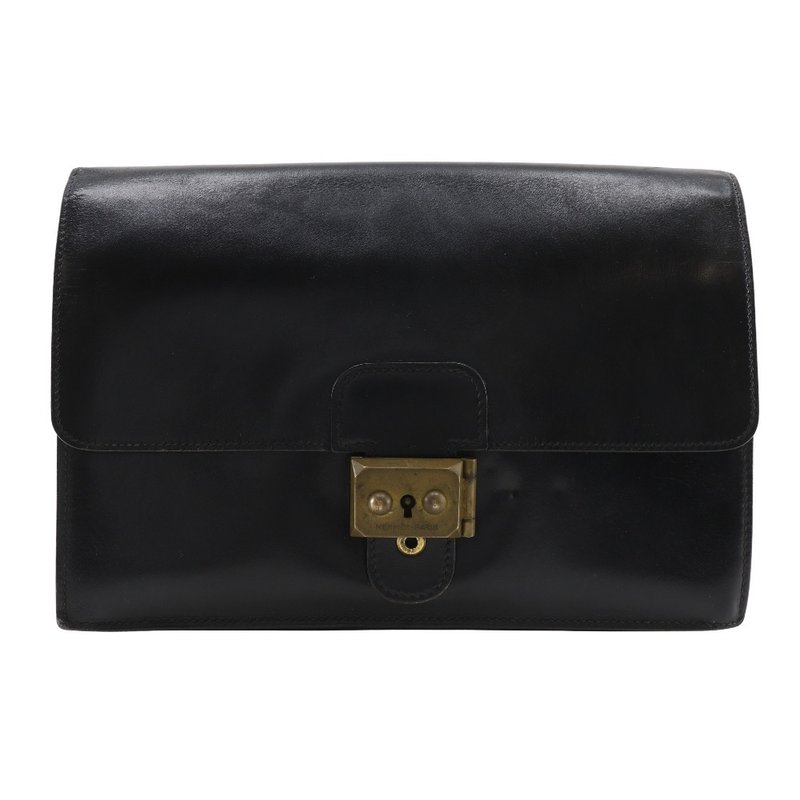 [Direct from Japan] HERMES Pochette Jet Clutch Bag Second Bag Vintage Box Calf Black V Men's [Used] - กระเป๋าคลัทช์ - หนังแท้ สีดำ
