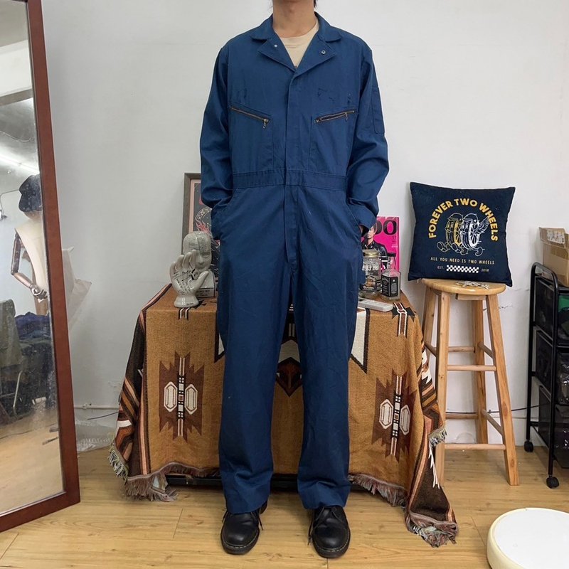 DICKIES long-sleeved jumpsuit work pants second-hand vintage dark blue - Men's Pants - Cotton & Hemp Blue