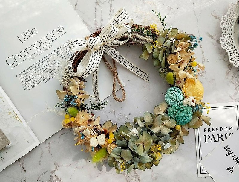 [Blue core hand-made] Provence Manor・Dry Wreath・Graduation Ceremony・Birthday・Opening Ceremony - Dried Flowers & Bouquets - Plants & Flowers Green