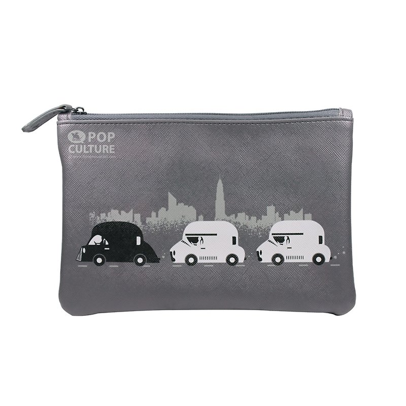 Flying Mouse black and white car zipper bag / travel bag / stationery storage / school pencil bag gift - Clutch Bags - Faux Leather Gray