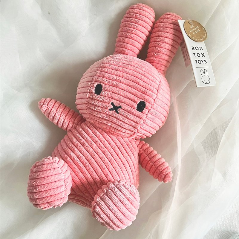 BON TON TOYS Miffy Rabbit ECO Corduroy Stuffed Doll 23CM-Bubble Pink - ตุ๊กตา - เส้นใยสังเคราะห์ สึชมพู