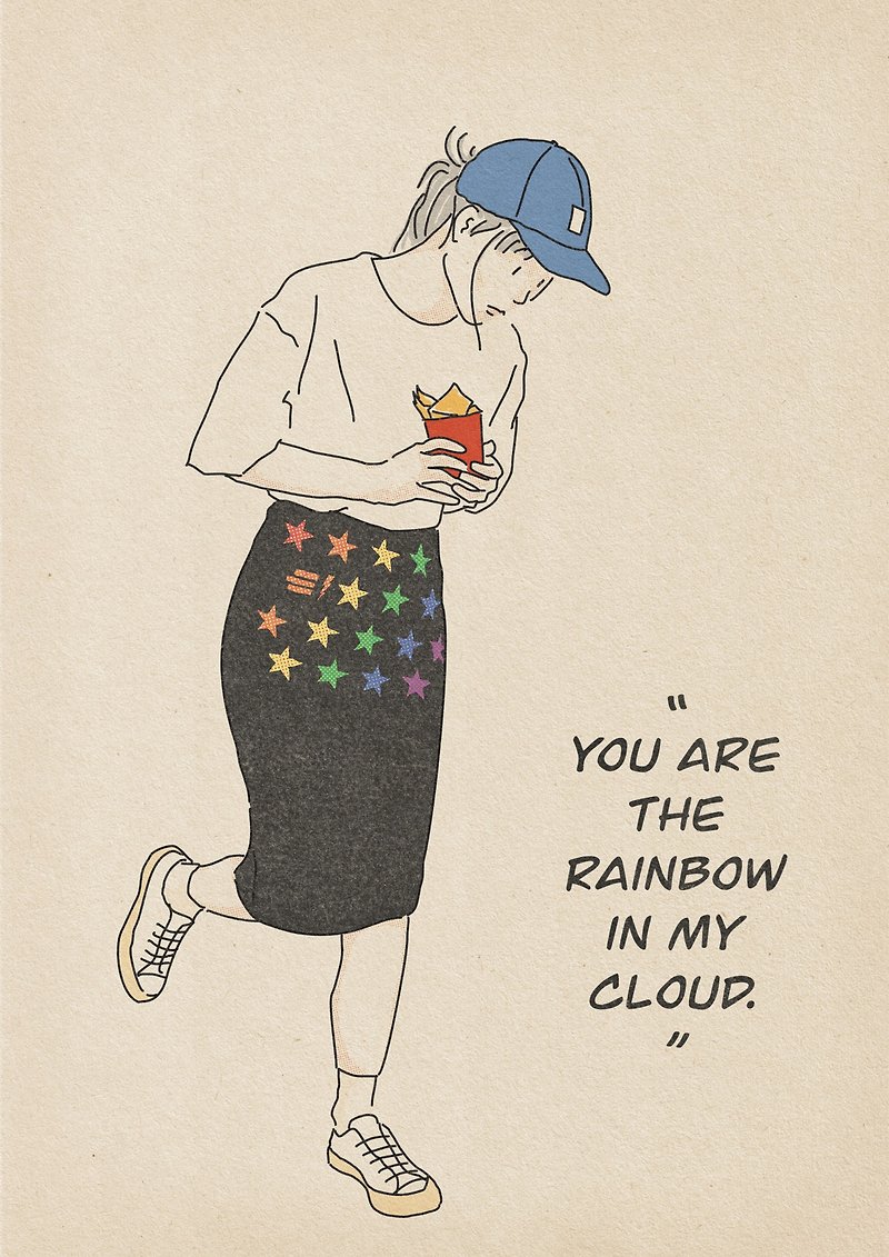 【Customized Gift】You are the Rainbow in my Cloud - Minimal Portrait Drawing - 電子似顏繪/繪畫/插畫 - 其他材質 多色