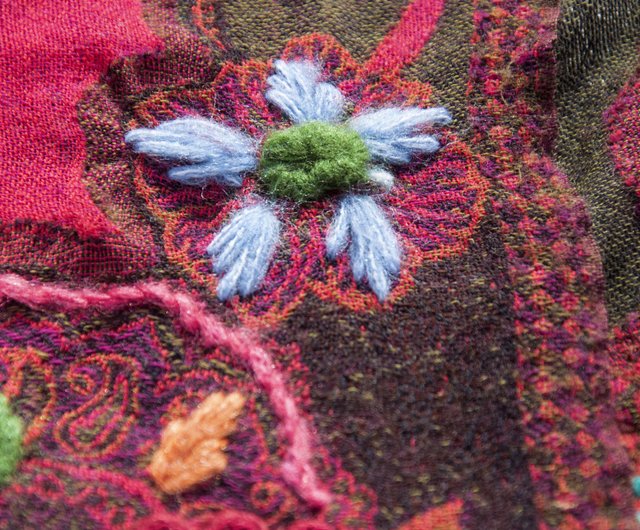 カシミヤブランケット刺繍入りウールショール/ニットスカーフ/刺繍入り