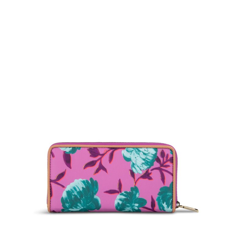 Zip Purse with Peony print - กระเป๋าสตางค์ - ไฟเบอร์อื่นๆ หลากหลายสี