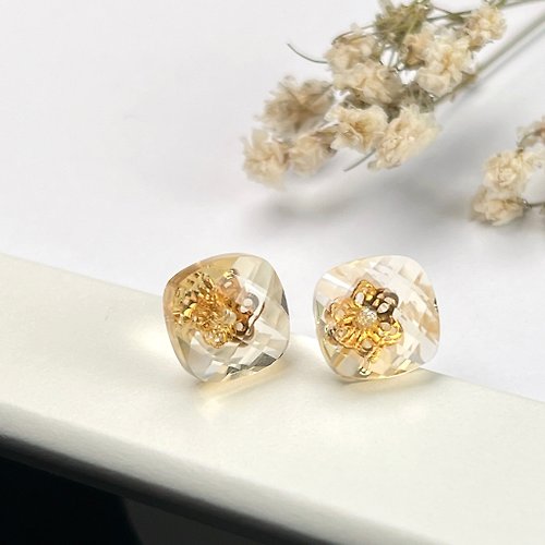 瓔珞珠寶盒 E.L.Jewelry Box 巴西水晶耳環 925純銀鍍18k金 | 天然水晶 | 送禮