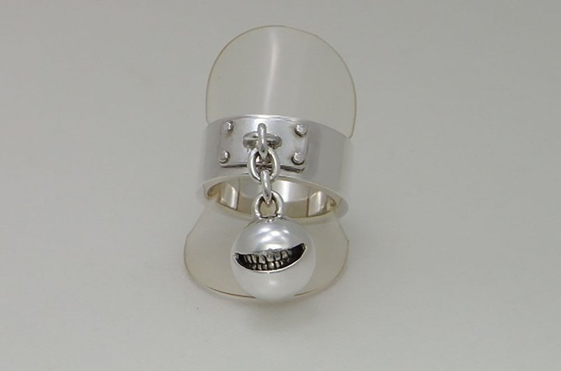 ball and chain smile ball ring (s_m-R.05) 微笑 笑 銀 戒指 指环 環 jewelry sterling silver - 戒指 - 純銀 銀色