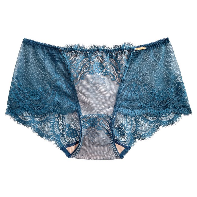 【峳Leiqi】Full Lace Flat Pants - Eclipse Blue - ชุดชั้นในผู้หญิง - ไนลอน สีน้ำเงิน