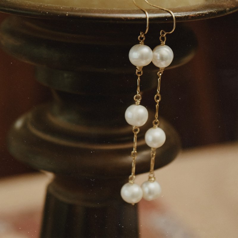 Precious Metals Earrings & Clip-ons - 14k gold injection Dara pearl earrings/14kgf Dara pearl earrings