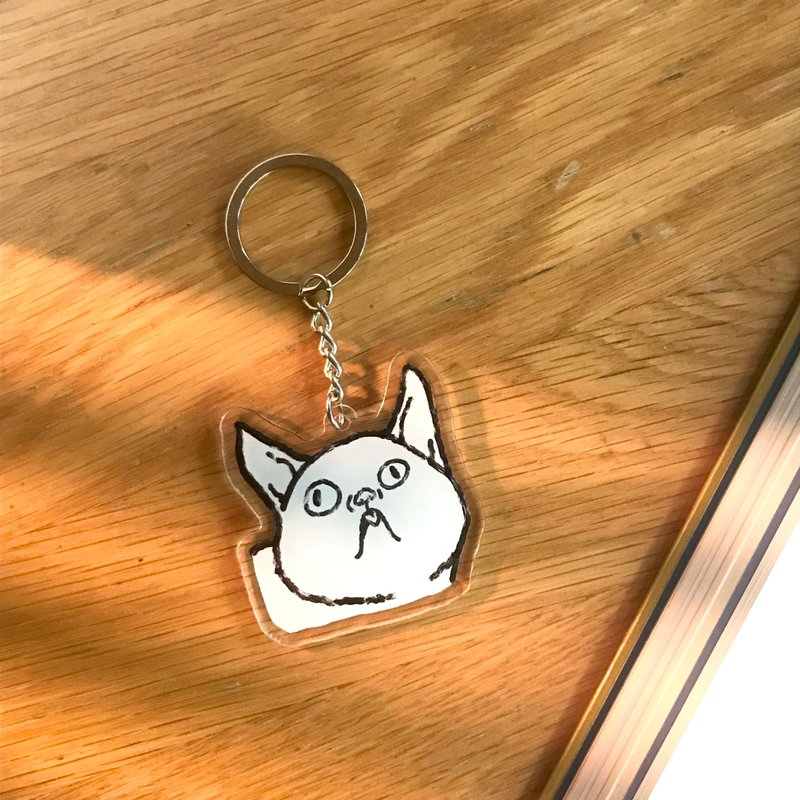 Ugly face cat cat Ugly Ugly Charm - Keychains - Other Materials Transparent