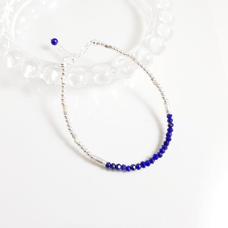 Eternity ~ Lapis Lazuli Sterling Silver Bracelet - Bracelets - Gemstone Blue