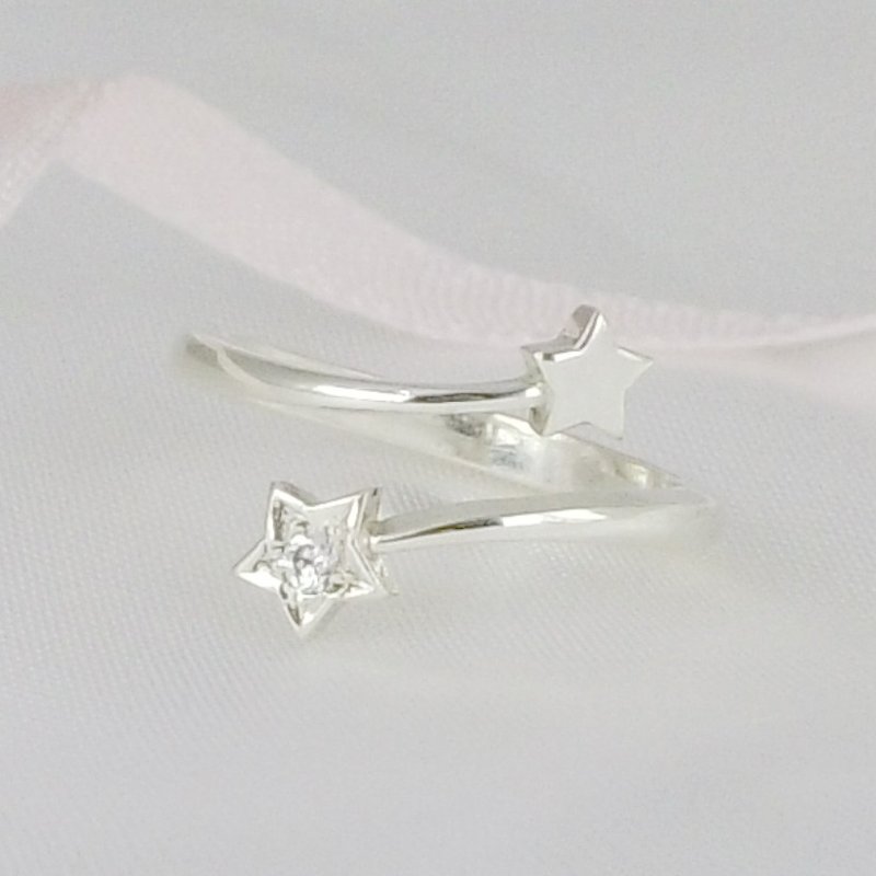 Meteor Ring 925 Sterling Silver CZ Stone - General Rings - Sterling Silver Silver