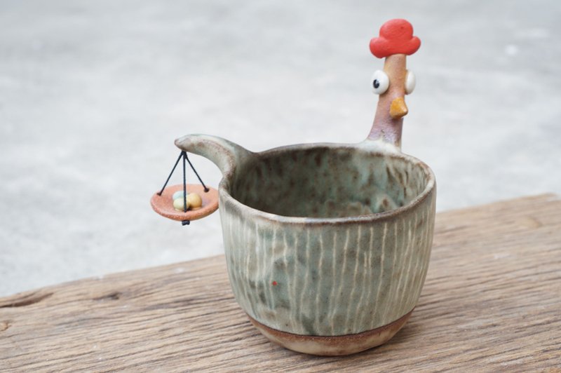 Chicken ceramic plant pot , cactus ,bonsai , handmade ceramic - 花瓶/花器 - 陶 多色