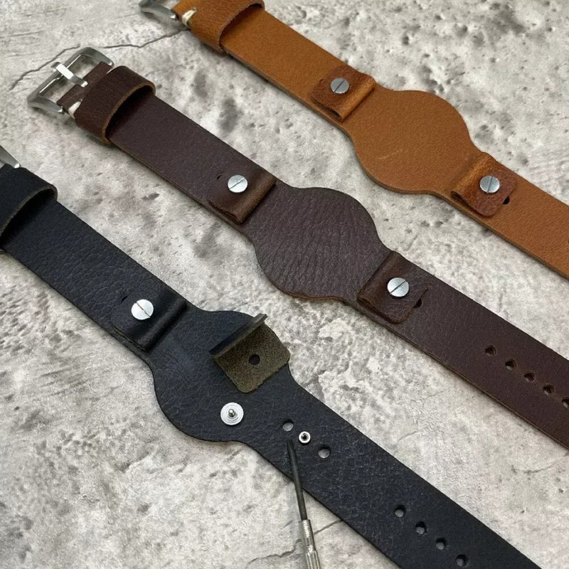 Timeless Watchband 飛行軍錶風格男士真皮錶帶 16/18/20/22MM - 錶帶 - 真皮 多色