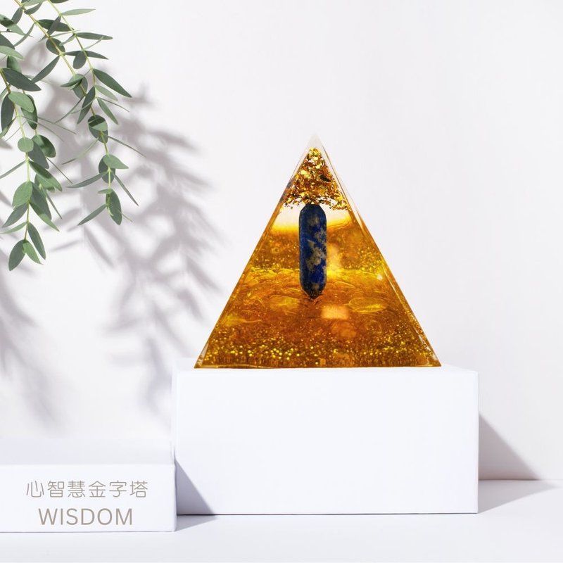 Wisdom Pyramid | Includes Wooden Box and Lamp Base | Orgone | Meditation | - ของวางตกแต่ง - วัสดุอื่นๆ 