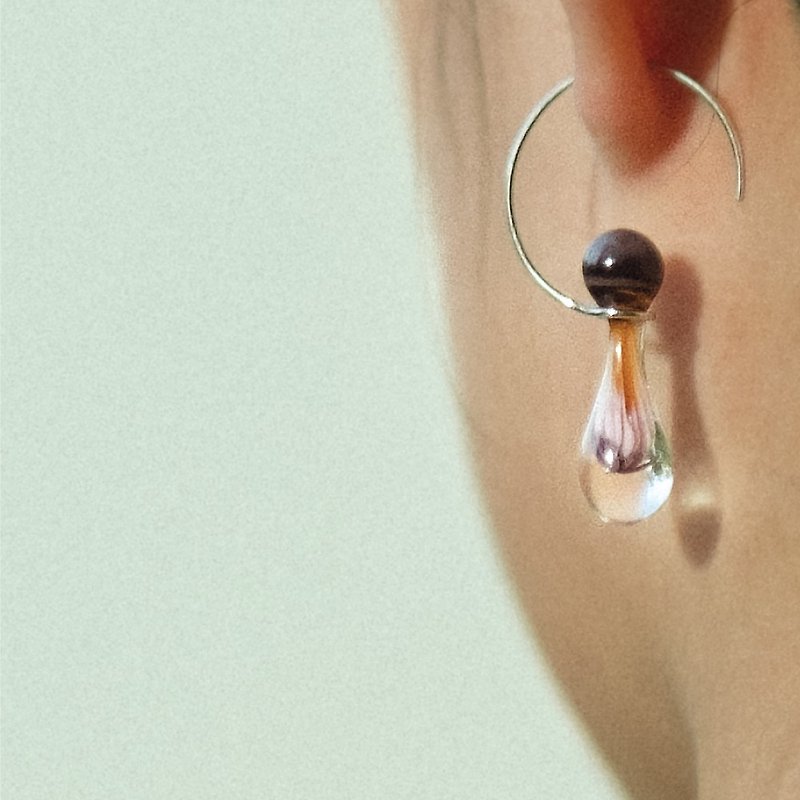 04 / sea anemone / Earring craft jewelry - 耳環/耳夾 - 玻璃 紫色