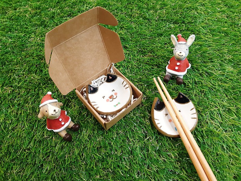 【Chopstick Holder】Black and White Cat - Chopsticks - Pottery 