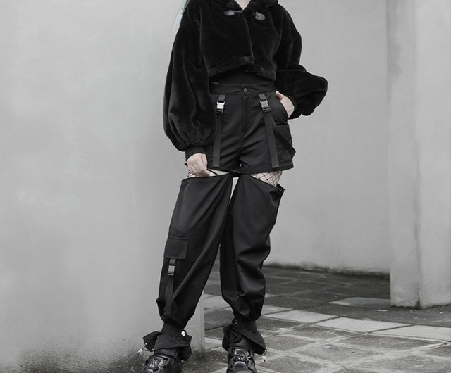 Punk street multi-wear overalls / can be long or short