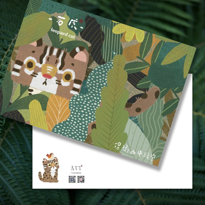 Leopard cat postcard /card - การ์ด/โปสการ์ด - กระดาษ สีเขียว