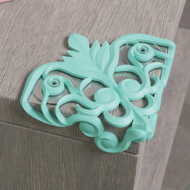 scroll pattern corner guard anti-collision table corner (mint blue) - Other - Silicone White