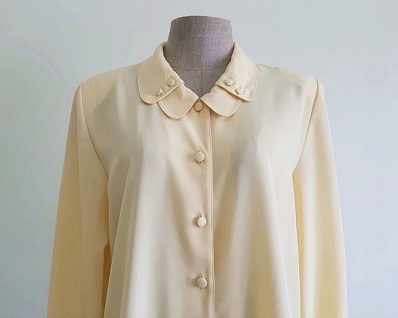 Vintage Yellow Blouse - เสื้อผู้หญิง - เส้นใยสังเคราะห์ สีเหลือง